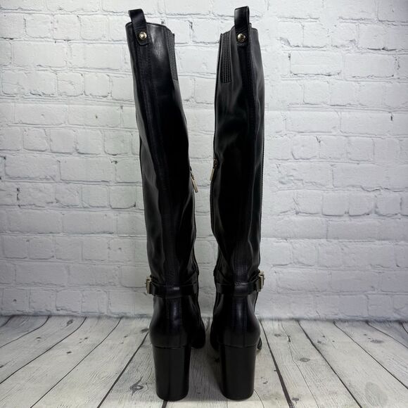 Michael Kors Riding Boots Women Size 11 Black Leather Preppy Heel Equestrian - Picture 5 of 15